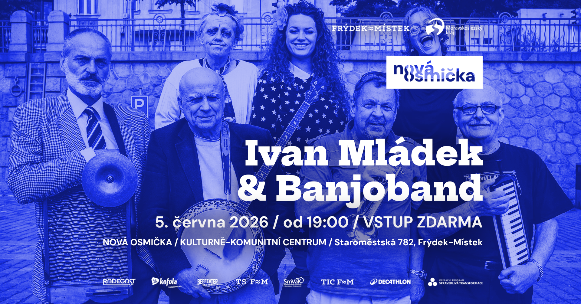 Ivan Mládek & Banjoband - banner akce v kulturním centru Nová Osmička