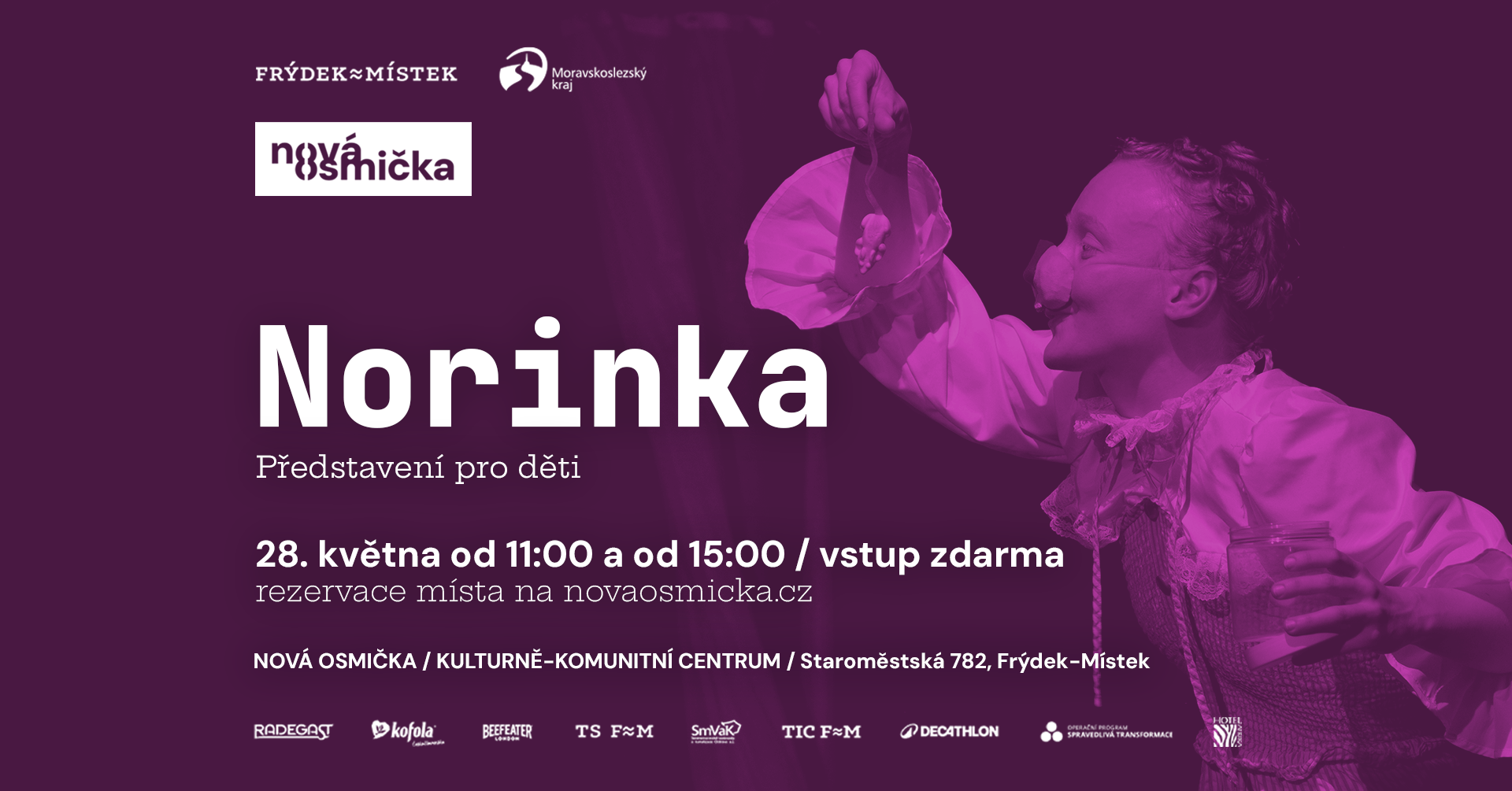 Norinka - představení pro děti - banner akce v kulturním centru Nová Osmička