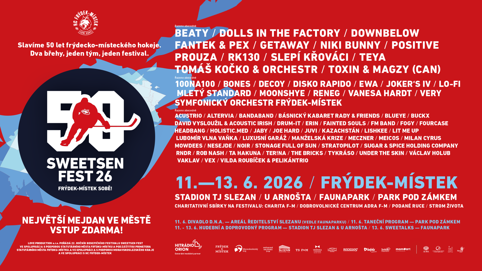 SWEETSEN FEST 2026 - VSTUP ZDARMA - banner akce v kulturním centru Nová Osmička