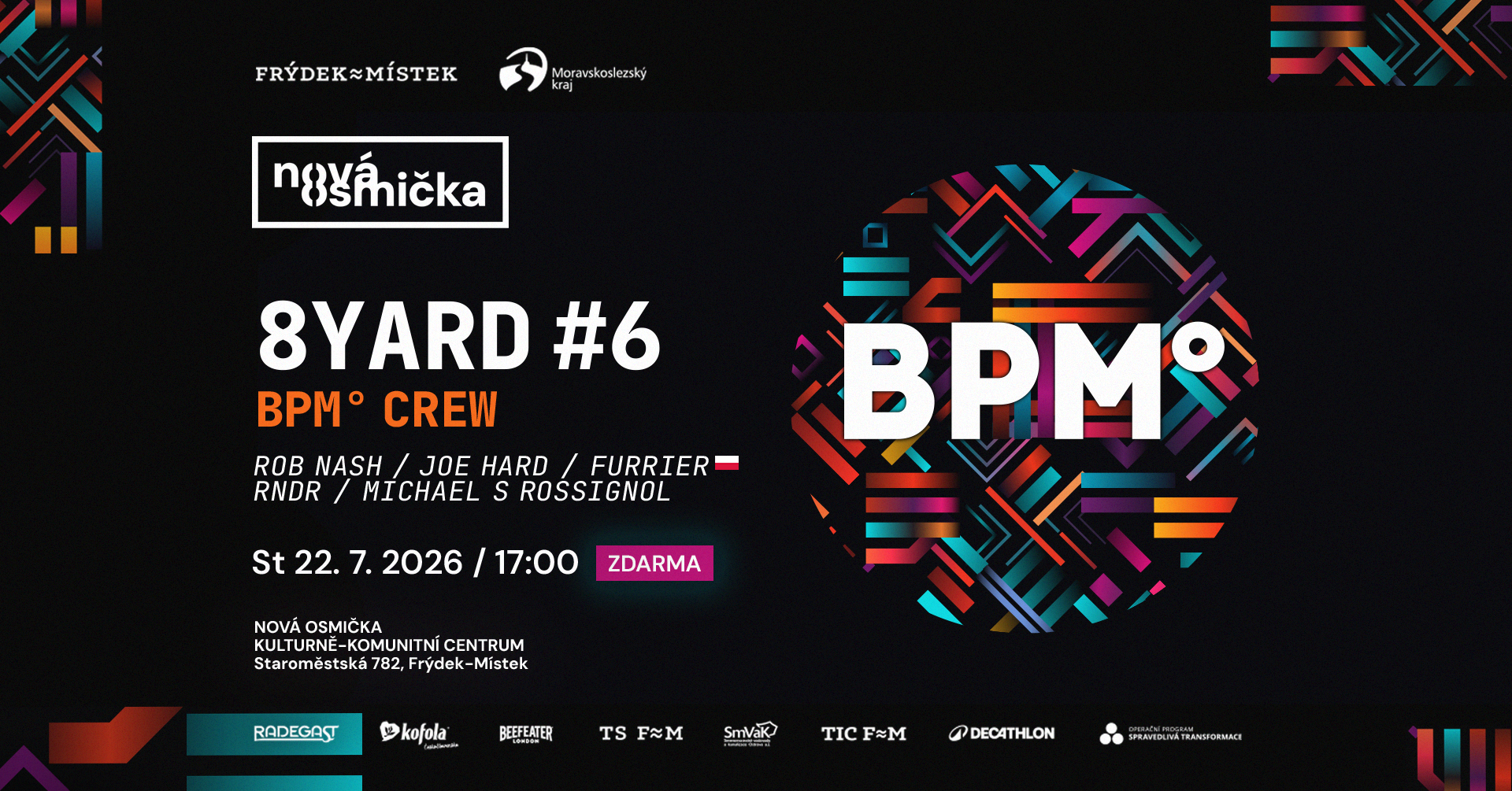 8YARD #6 – BPM CREW - banner akce v kulturním centru Nová Osmička