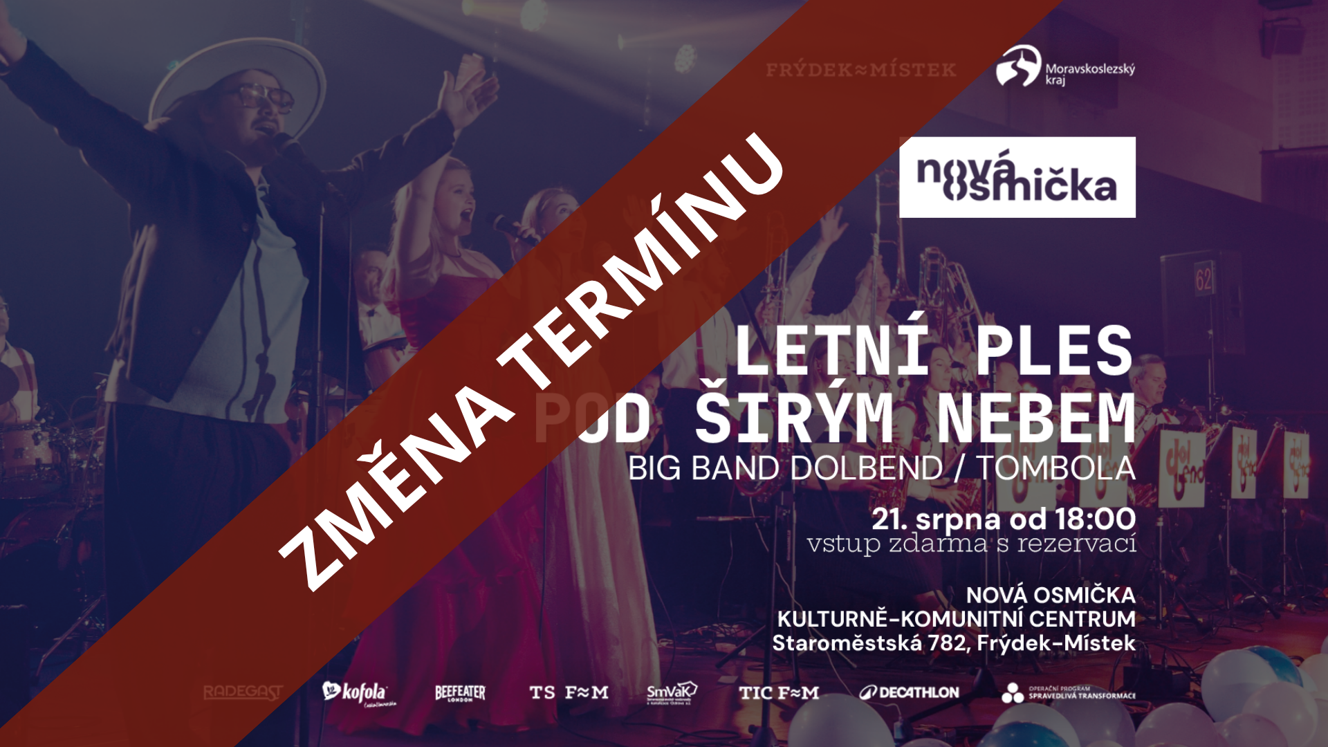 Letní ples pod širým nebem - banner akce v kulturním centru Nová Osmička