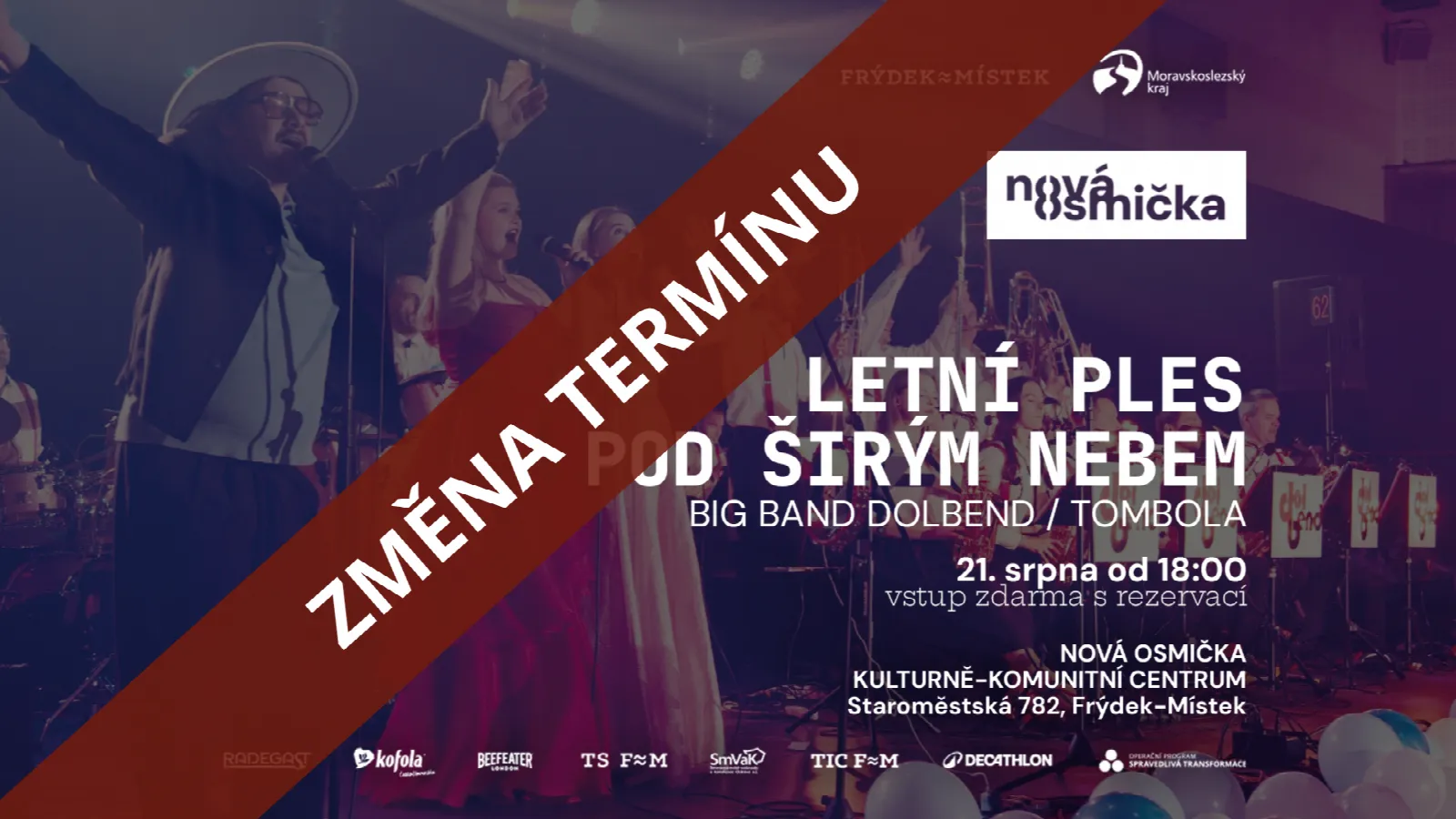 Letní ples pod širým nebem - banner akce v kulturním centru Nová Osmička