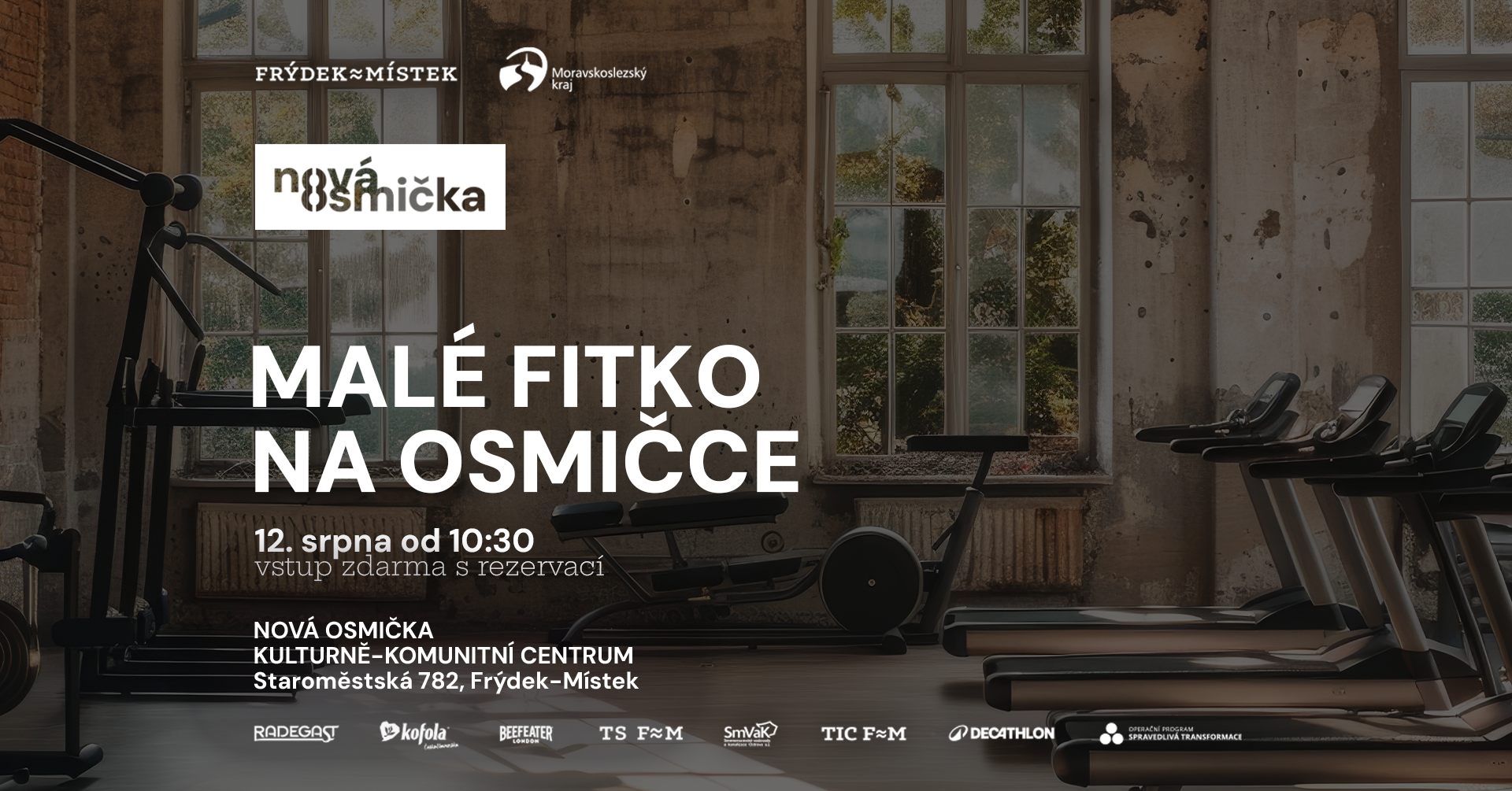 Malé fitko na Osmičce - banner akce v kulturním centru Nová Osmička