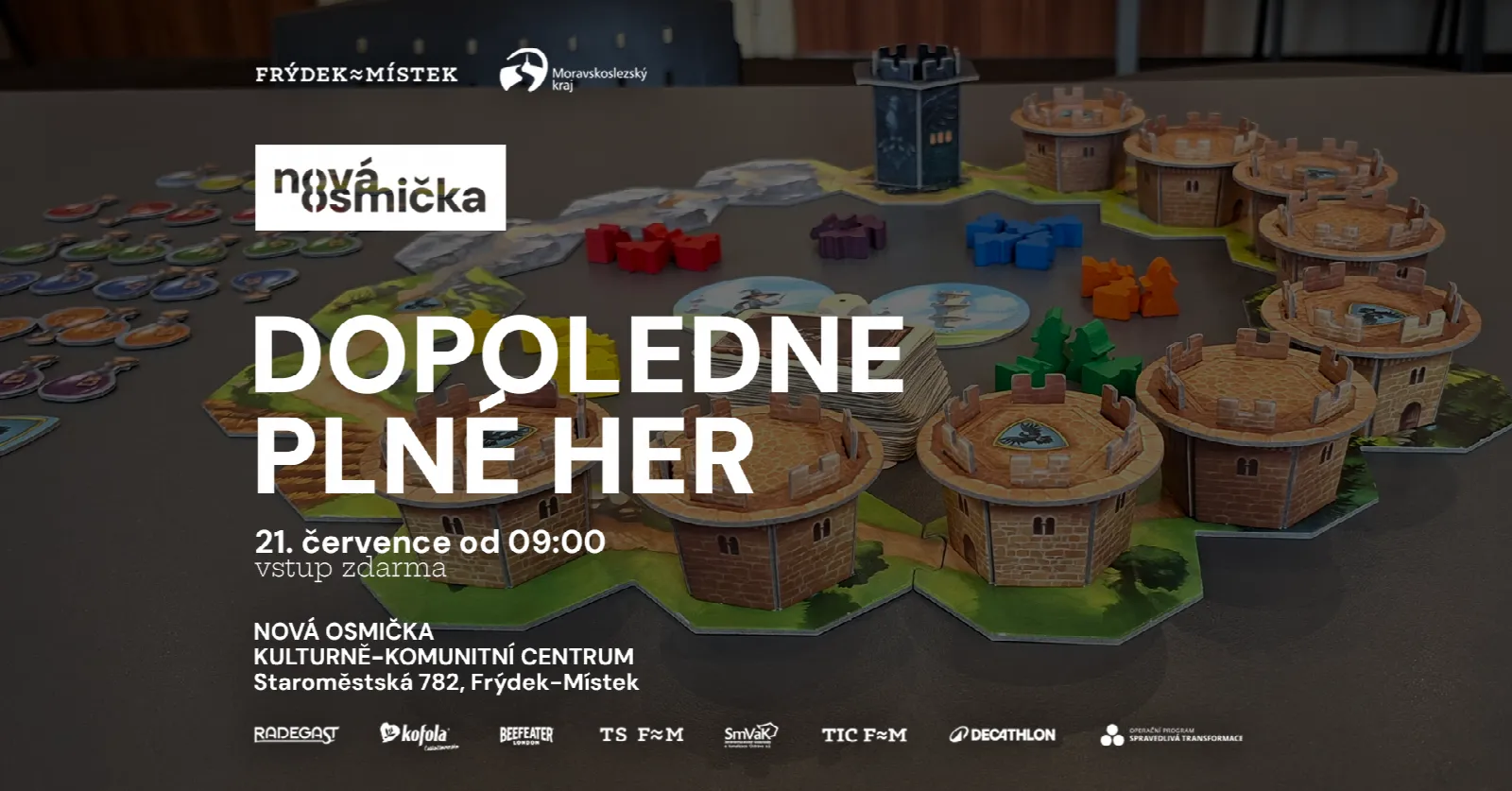 Dopoledne plné her - banner akce v kulturním centru Nová Osmička