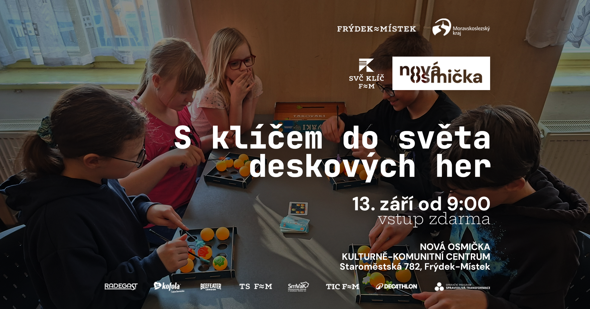 S Klíčem do světa deskových her - banner akce v kulturním centru Nová Osmička