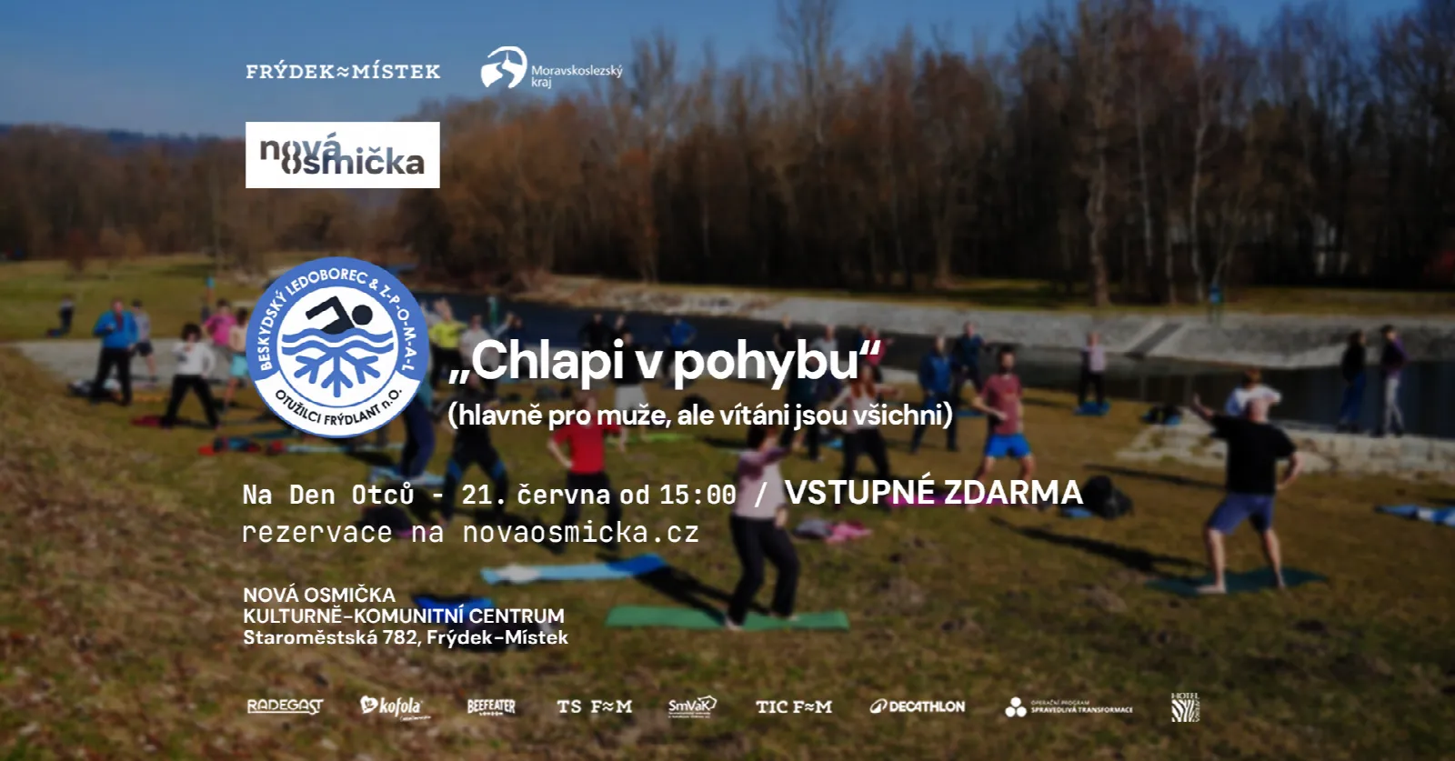 DEN OTCŮ - LEDOBOREC - „Chlapi v pohybu“ - banner akce v kulturním centru Nová Osmička