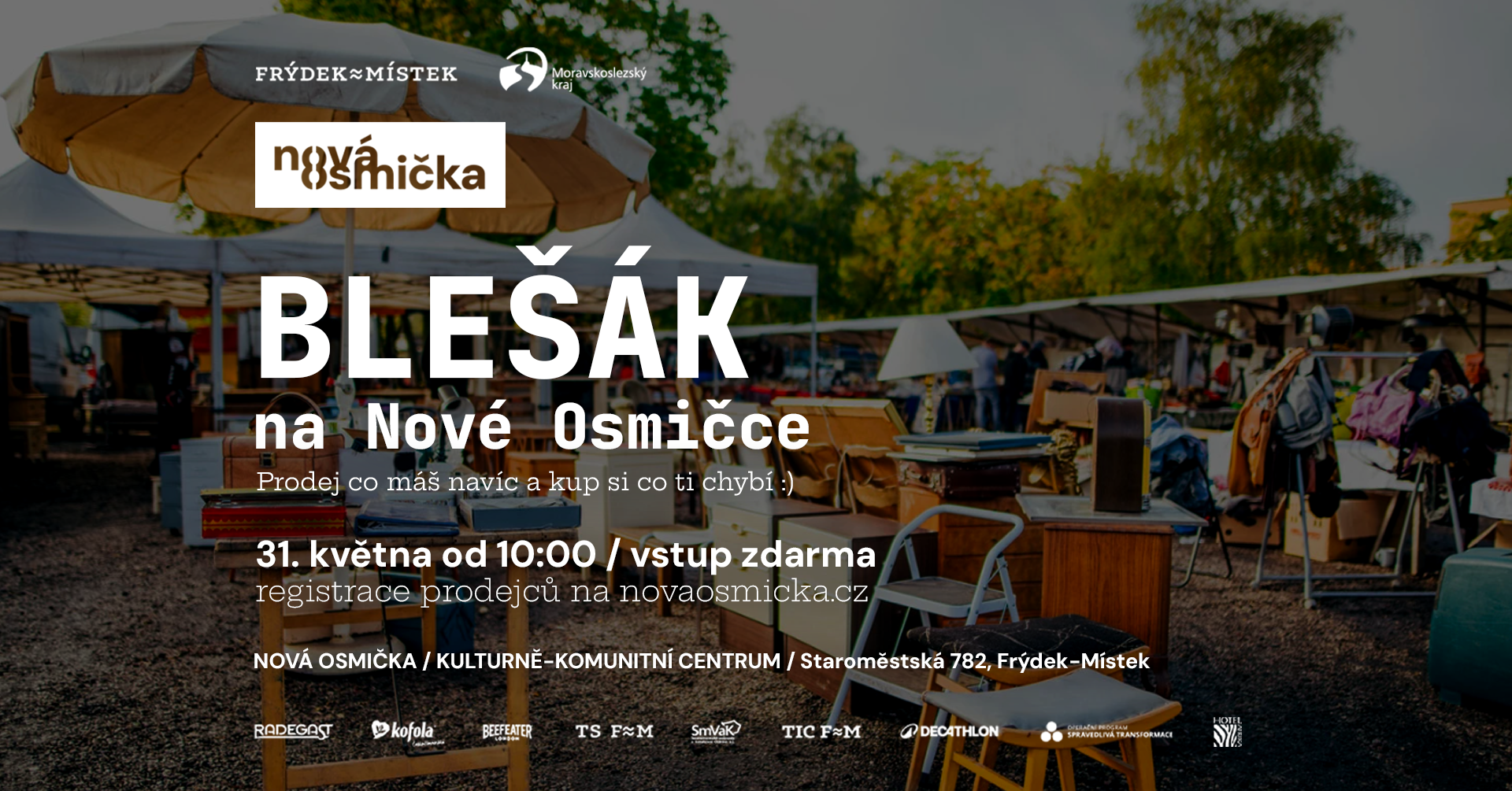 Blešák na Nové Osmičce - banner akce v kulturním centru Nová Osmička