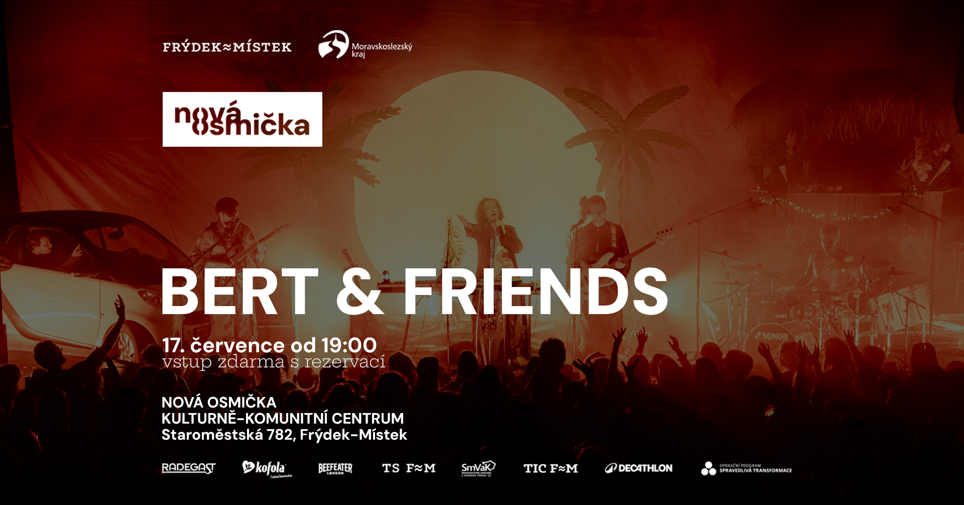 BERT & FRIENDS - banner akce v kulturním centru Nová Osmička