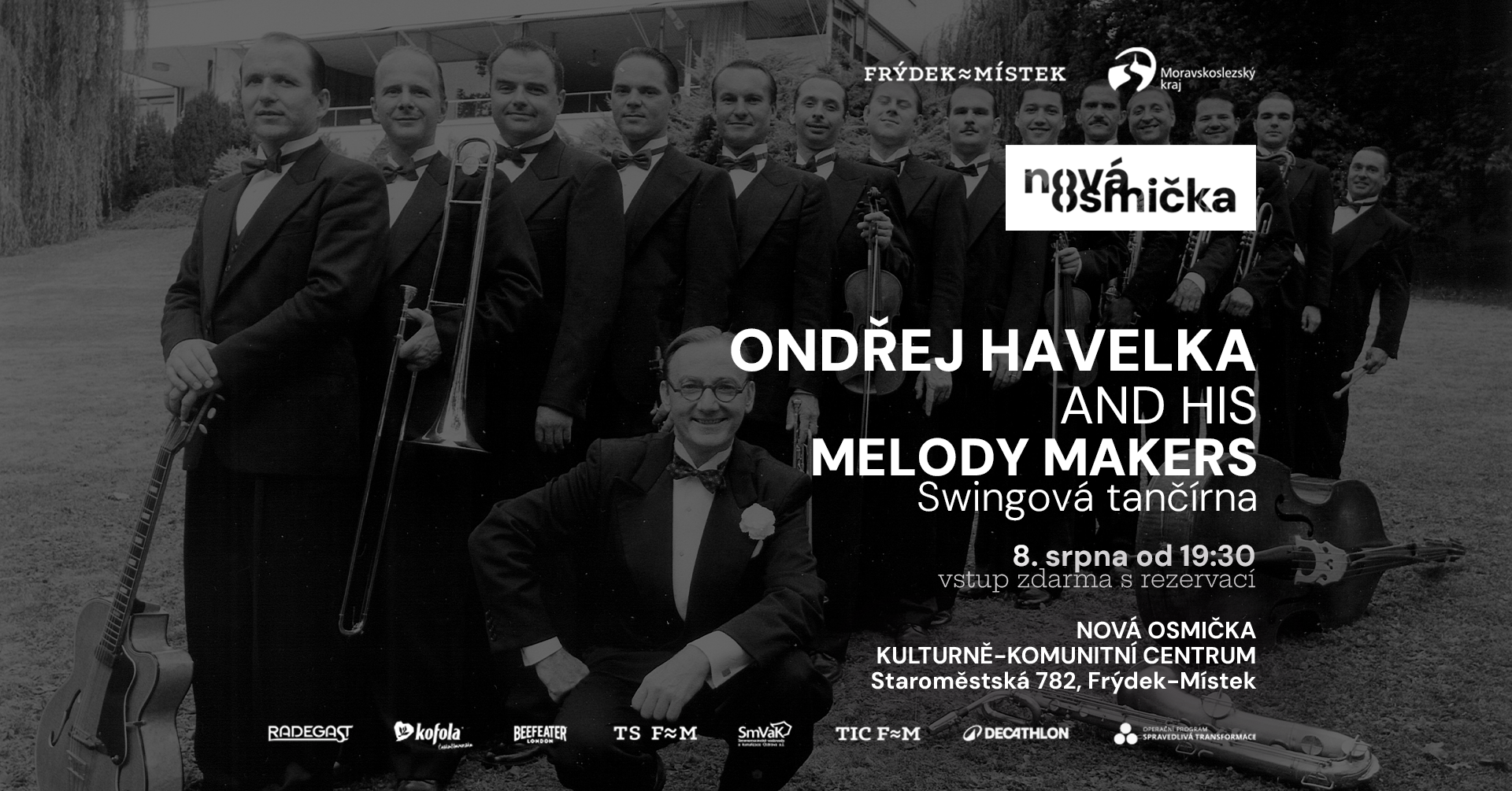 Ondřej Havelka And His Melody Makers - Swingová Tančírna - banner akce v kulturním centru Nová Osmička