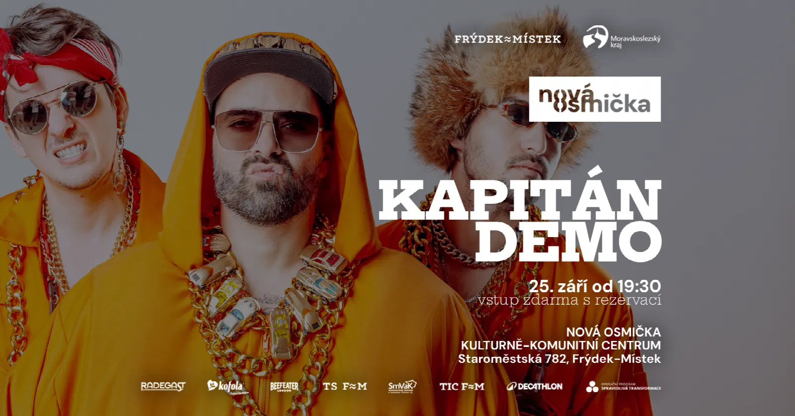 Kapitán DEMO - banner akce v kulturním centru Nová Osmička