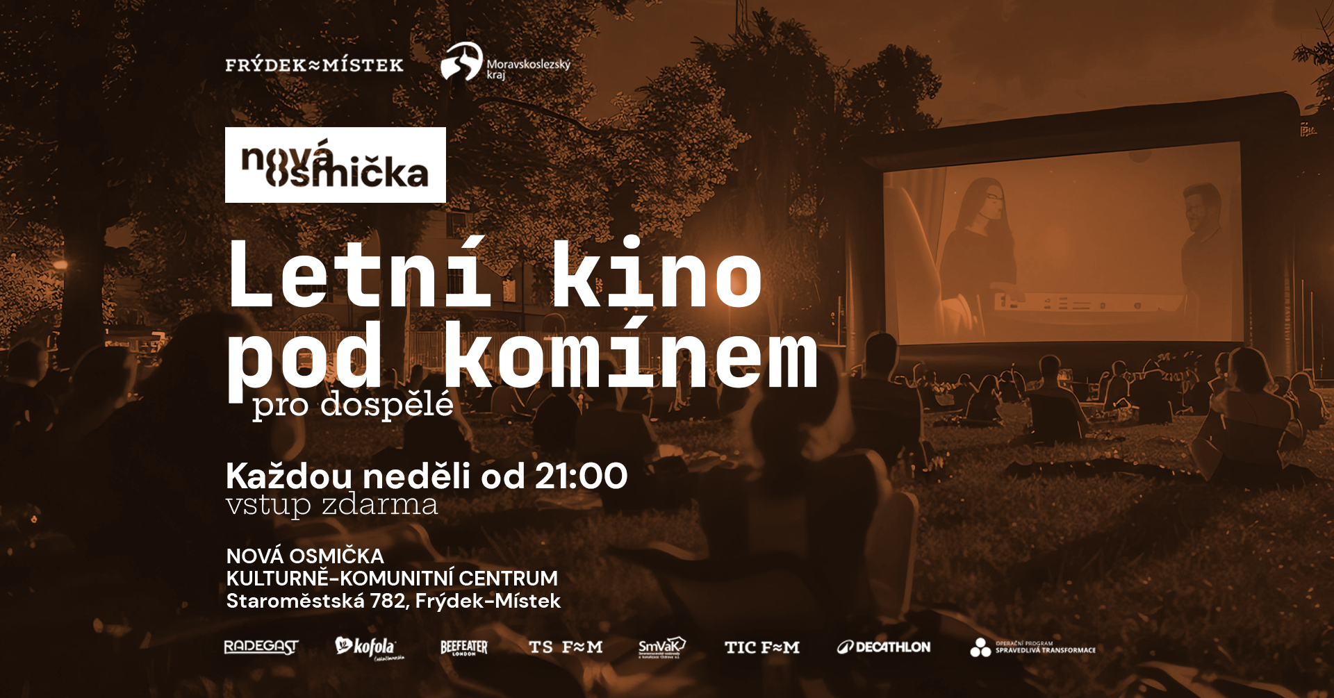 Letní kino pod komínem - pro dospělé - banner akce v kulturním centru Nová Osmička