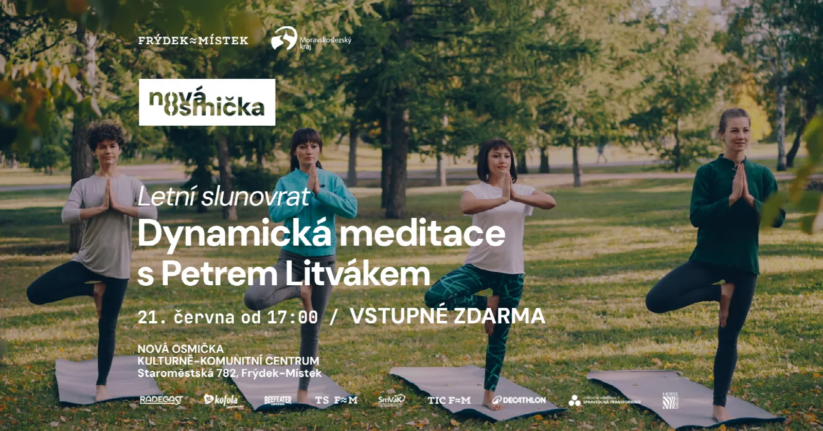 Dynamická meditace | Oslava letního slunovratu - banner akce v kulturním centru Nová Osmička