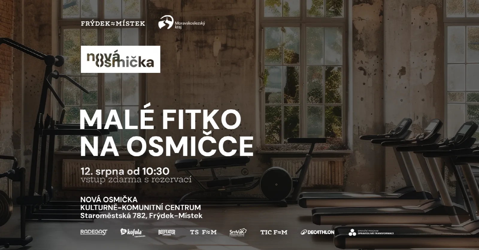 Malé fitko na Osmičce - banner akce v kulturním centru Nová Osmička