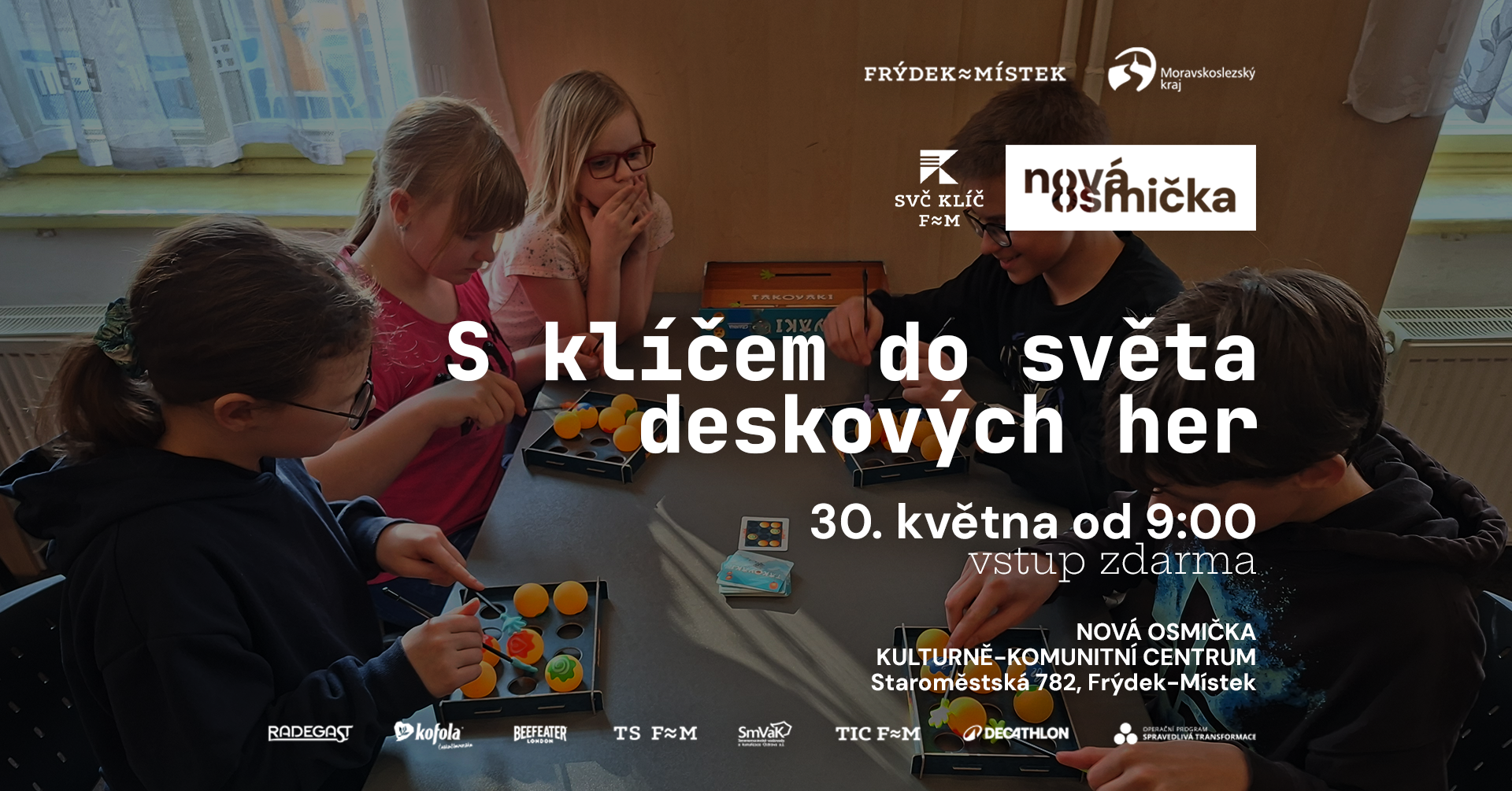 S Klíčem do světa deskových her - banner akce v kulturním centru Nová Osmička