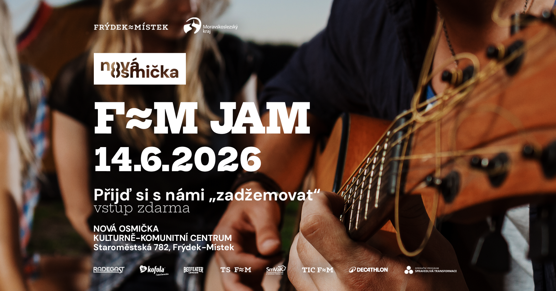 F-M Jam Session na Nové Osmičce - banner akce v kulturním centru Nová Osmička