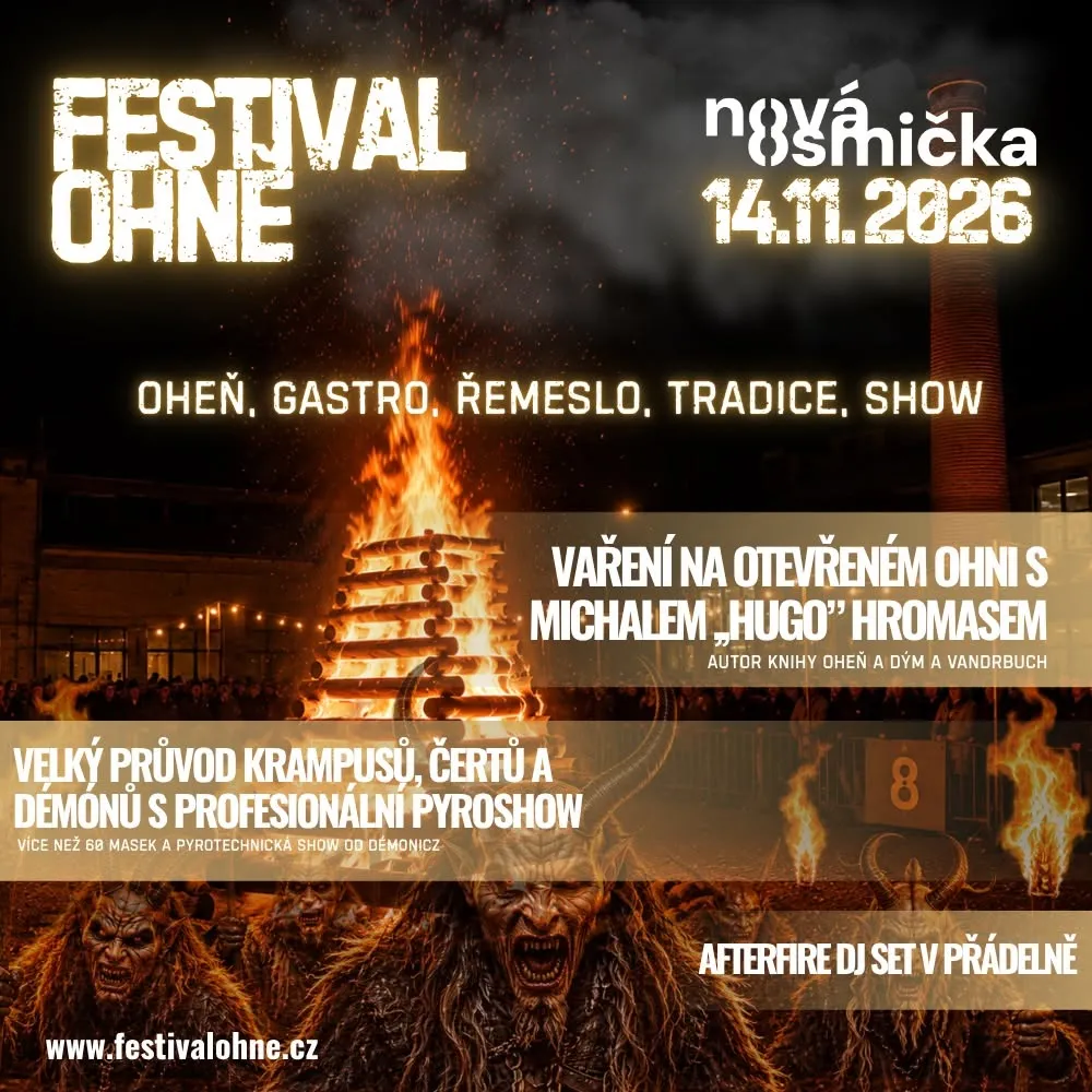 Festival Ohně - banner akce v kulturním centru Nová Osmička