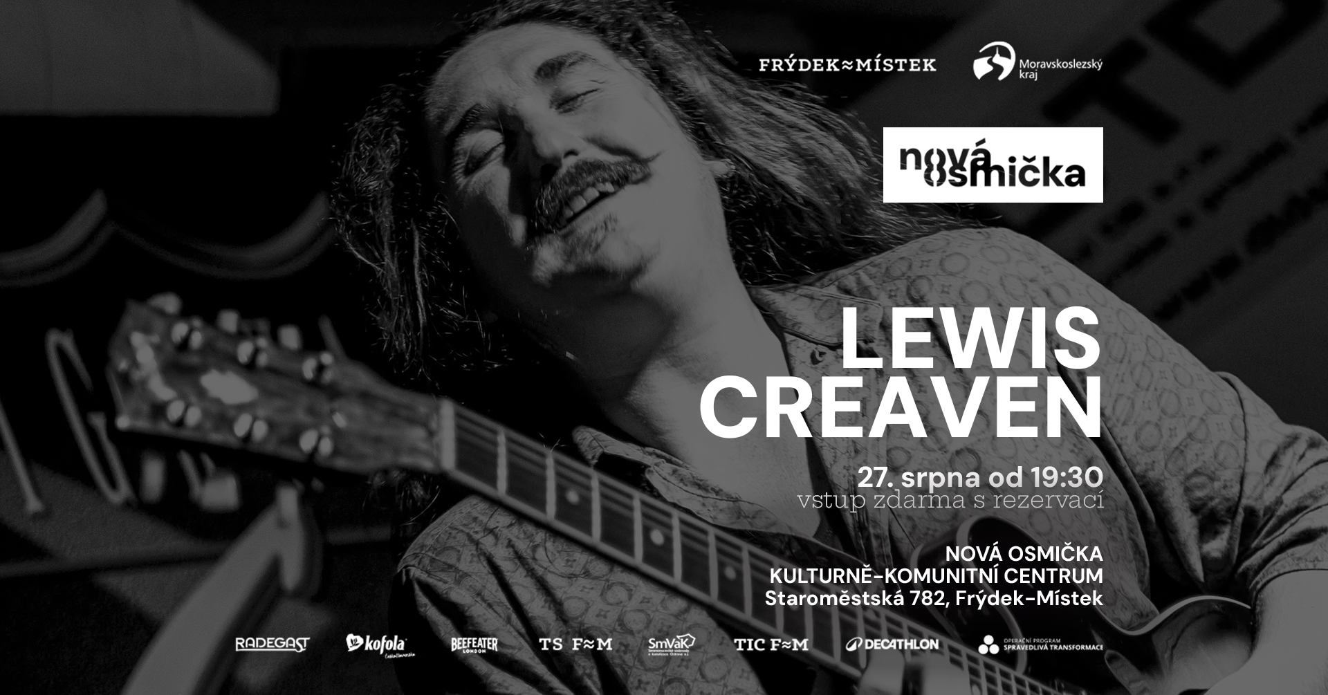 Lewis Creaven Band: autentický britský blues-rock na Nové Osmičce - banner akce v kulturním centru Nová Osmička