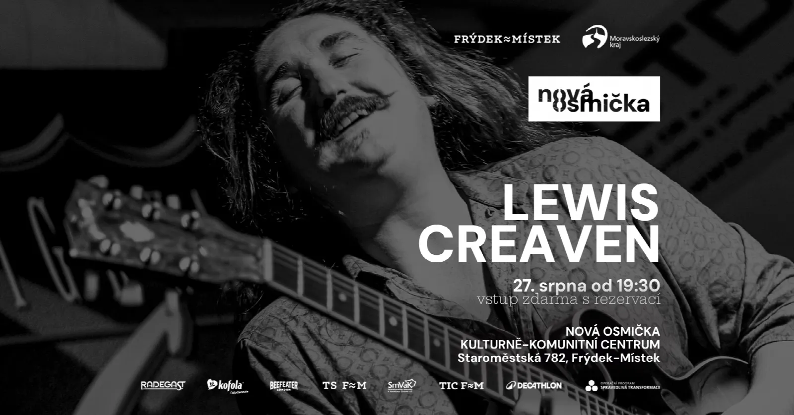 Lewis Creaven Band: autentický britský blues-rock na Nové Osmičce - banner akce v kulturním centru Nová Osmička