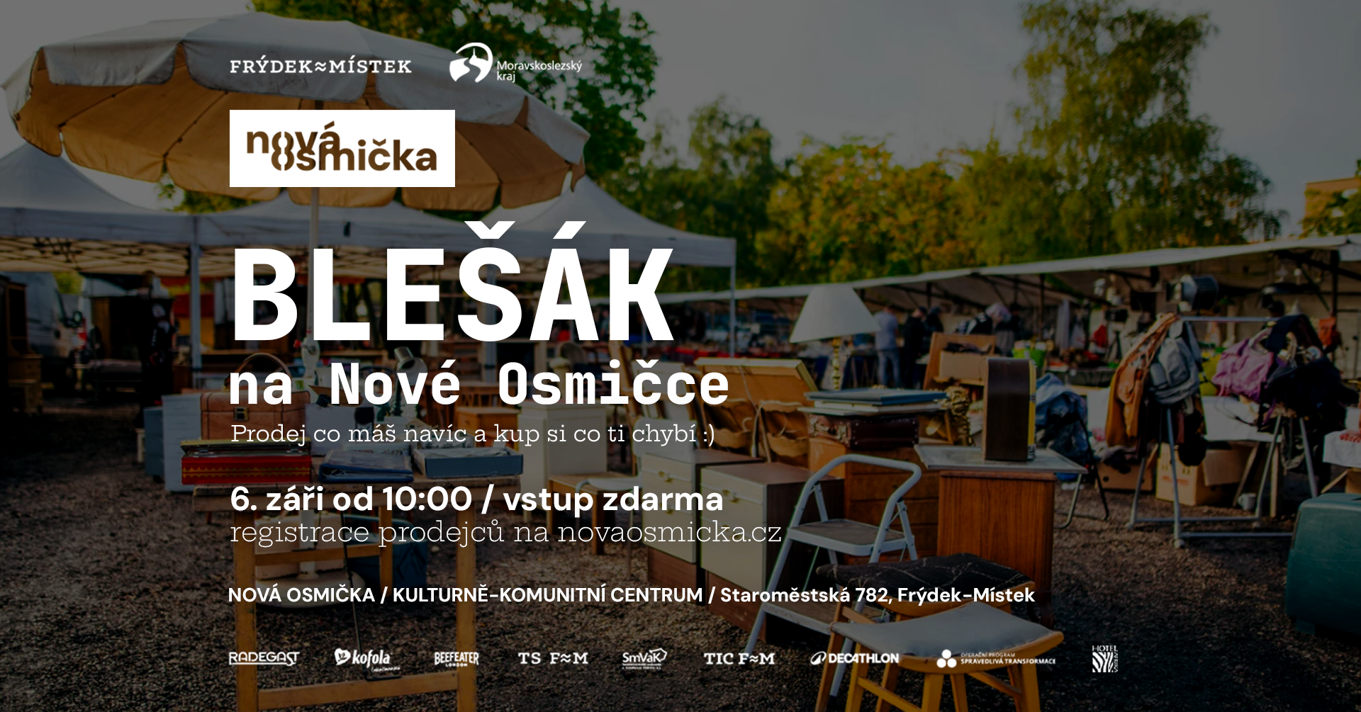 Blešák na Nové Osmičce - banner akce v kulturním centru Nová Osmička
