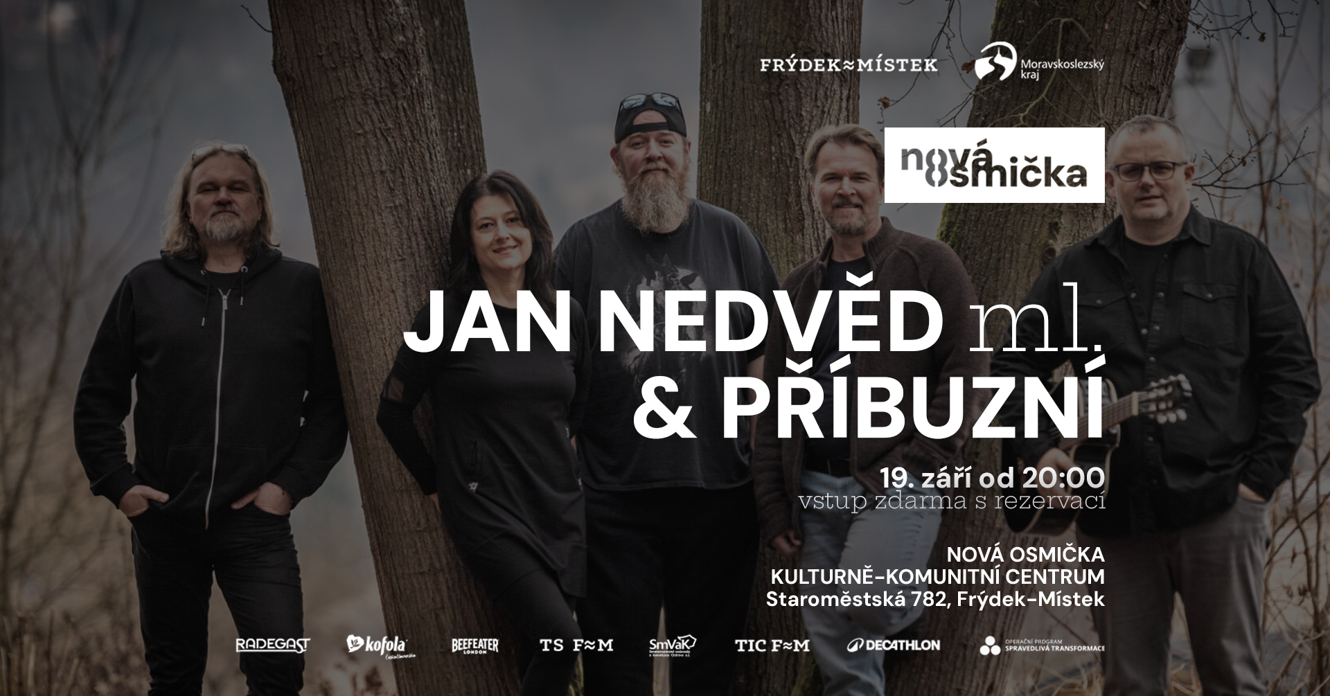 Honza Nedvěd ml. & Příbuzní - banner akce v kulturním centru Nová Osmička