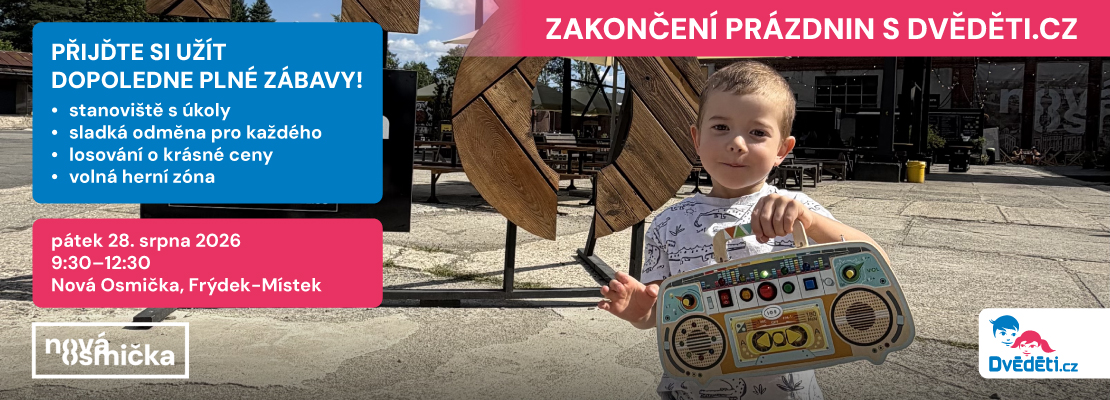 Zakončení prázdnin s Dvěděti.cz - banner akce v kulturním centru Nová Osmička
