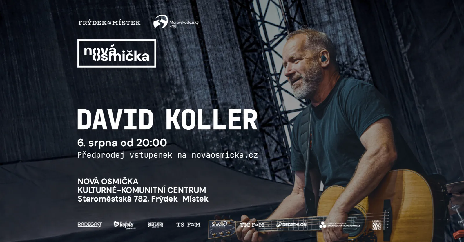 David Koller míří na Novou Osmičku - banner akce v kulturním centru Nová Osmička