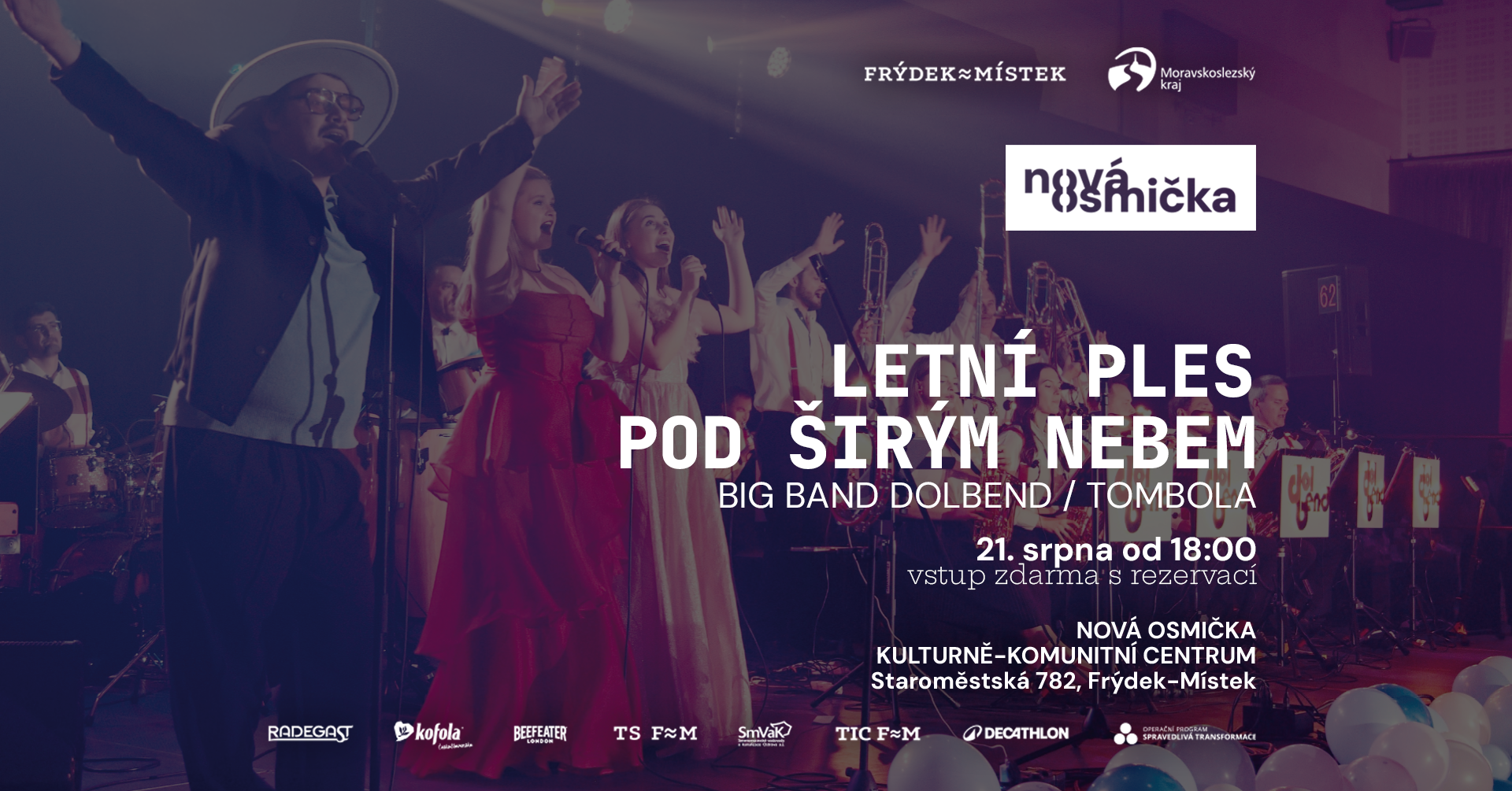 Letní ples pod širým nebem - banner akce v kulturním centru Nová Osmička