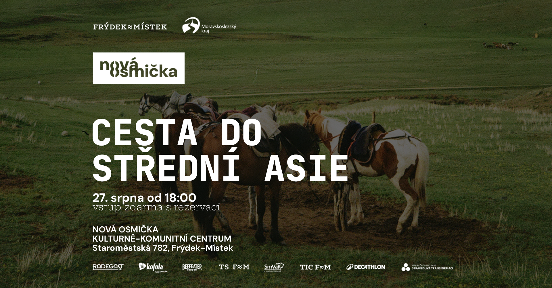 Cesta do Střední Asie - banner akce v kulturním centru Nová Osmička